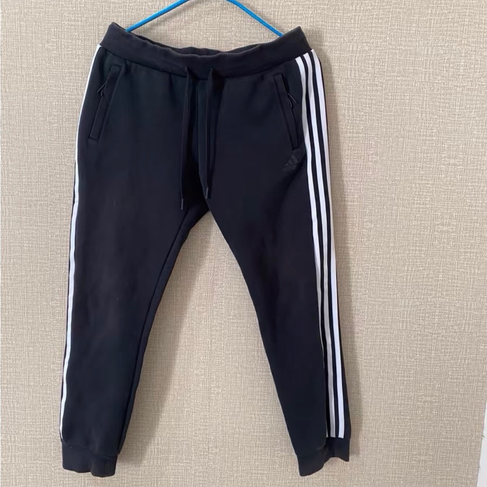 adidas Black Kids Joggers with White Side Stripes